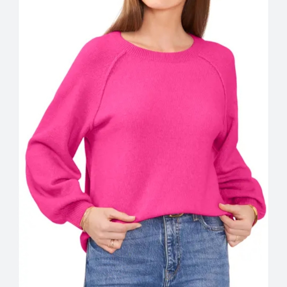Sporty VINCE CAMUTO Pink Paradox Crewneck Sweater Cozy! Cheerful! Fun! Worn Once